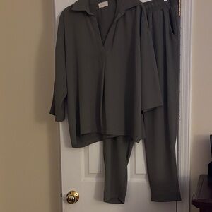 Wilfred Charcoal Women's Pantsuit Set